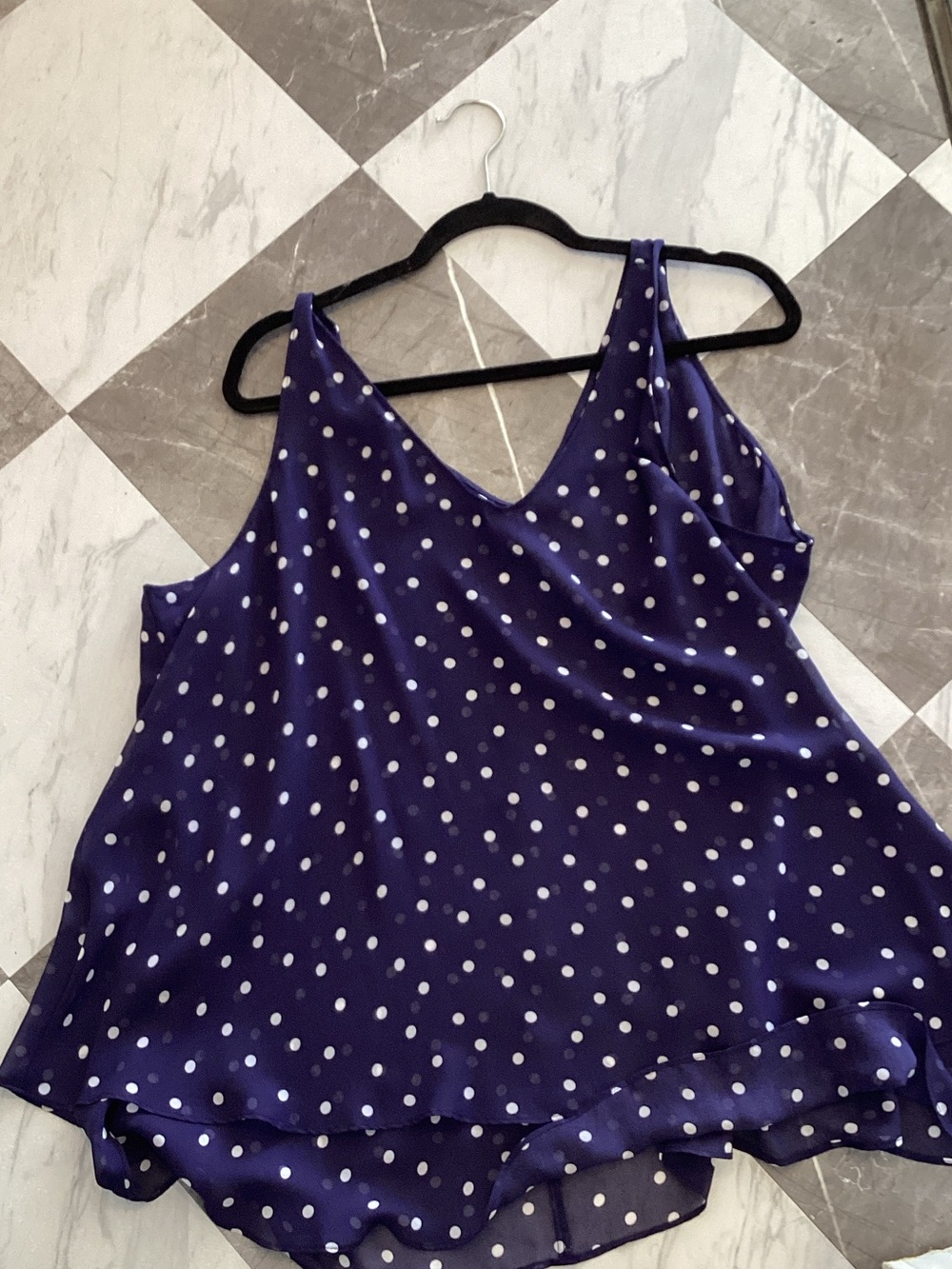 Purple Polka Dot V-Neck Sleeveless Top